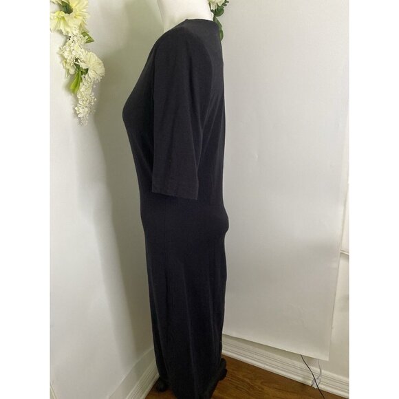 Diane Von Furstenberg Women Scoop Neck Short Sleeve Midi Dress Black Size Large - Picture 10 of 16